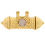 15x30mm Ethnic tube pendant cabochon gemstone Fine gold plated - Rose Quartz x1|raw }}