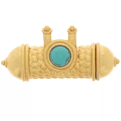 15x30mm Ethnic tube pendant cabochon imitation gem Fine gold plated - Turquoise x1