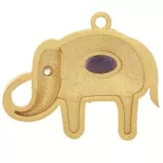 18x22mm Elephant pendant gem and CZ cabochon - Fine gold plated - Amethyst