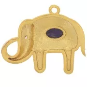 18x22mm Pendant elephant gem and CZ cabochon - Fine gold plated - Lapis lazuli