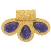 13x20mm Pendant 3 petals gemstone cabochons - Fine gold plated - Lapis lazuli