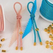 304 stainless steel Finishing tube ends for 3mm cord - Gold x4