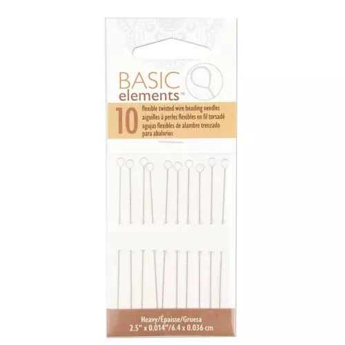 0.36mm Flexible thick twisted wire needles - Beadsmith x10