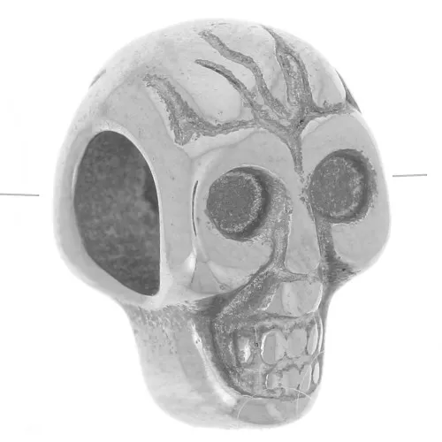 12x7mm 304L stainless steel Skull and crossbones bead large hole x1