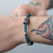 13x10.5mm 304L stainless steel large hole tube Bead - Celtic Runes pattern x1