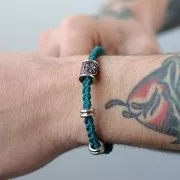 13x10.5mm 304L stainless steel large hole tube Bead - Celtic Runes pattern x1