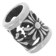 13x10mm 304L stainless steel Openwork large hole tube bead - cross pattern x1