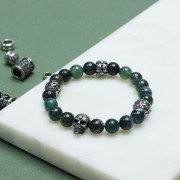 11mm Stainless steel 304L large hole Round flattened bead - flower pattern x1