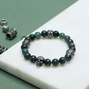 11mm Stainless steel 304L large hole Round flattened bead - flower pattern x1