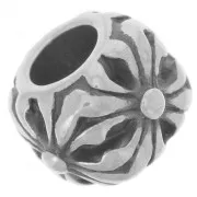 10.5mm 304L stainless steel Flattened large hole square bead - cross pattern x1