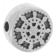 8.5mm 304L stainless steel Flat round bead - boat wheel pattern x1