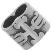 12x13mm 304L stainless steel Double slider bead for 5mm cords - cross pattern x1