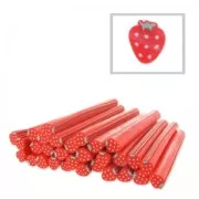 Polymer clay cane 5x50mm strawberry white dots