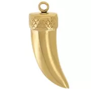 24x8mm Stainless steel 316L Shark tooth pendant - Gold x1