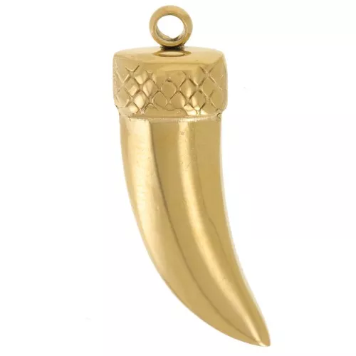 24x8mm Stainless steel 316L Shark tooth pendant - Gold x1