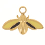 7x10mm 304L stainless steel Mini bee charm in epoxy resin - Gold x1|raw }}