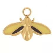 7x10mm 304L stainless steel Mini bee charm in epoxy resin - Gold x1