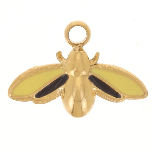7x10mm 304L stainless steel Mini bee charm in epoxy resin - Gold x1