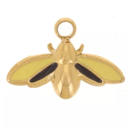 7x10mm 304L stainless steel Mini bee charm in epoxy resin - Gold x1