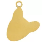 11x12mm Stainless steel 316L Dog head charm in epoxy resin - Gold x1