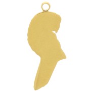 18x7mm 304L stainless steel parrot charm in epoxy resin - Gold x1