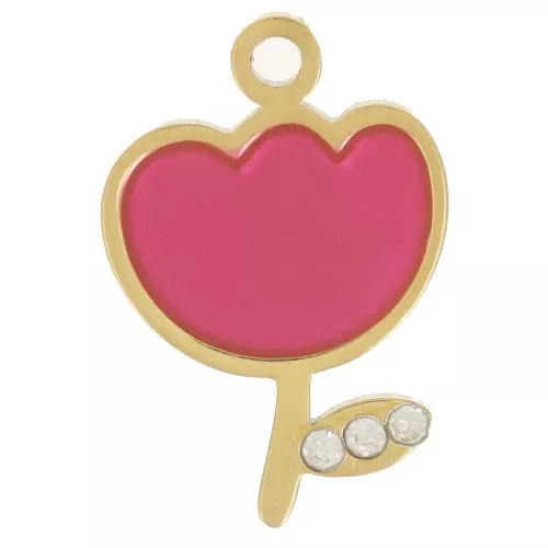 12x8mm Stainless steel 316L Tulip charm in epoxy resin - Gold x1
