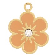9.5mm 316L stainless steel epoxy resin flower charm - Gold - orange x1|raw }}
