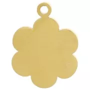 9.5mm 316L stainless steel epoxy resin flower charm - Gold - orange x1