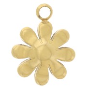 7.5mm flower charm with imitation mother-of-pearl cabochon, 304L gold-plated stainless steel x1