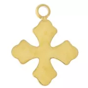 10x8mm Stainless steel 304L Cross charm with zirconium oxide - Gold x1
