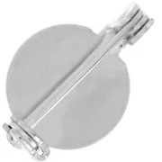 Brooch base with 13mm flat back plate - Silver Tone x1