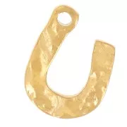 10x7mm-316L stainless steel Hammered U design charm - Gold x1