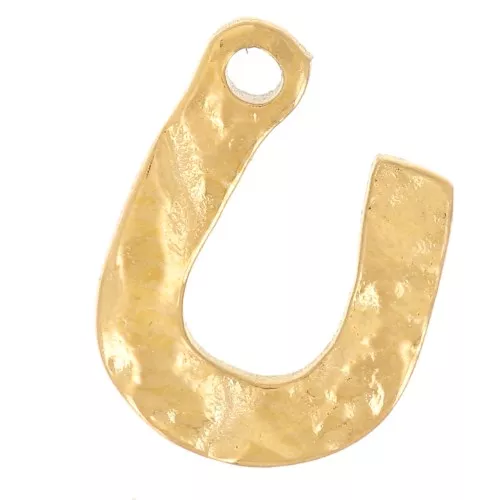 10x7mm-316L stainless steel Hammered U design charm - Gold x1