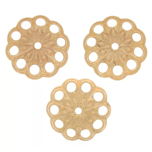 10mm Worked filigree bead caps - Gold Tone x20