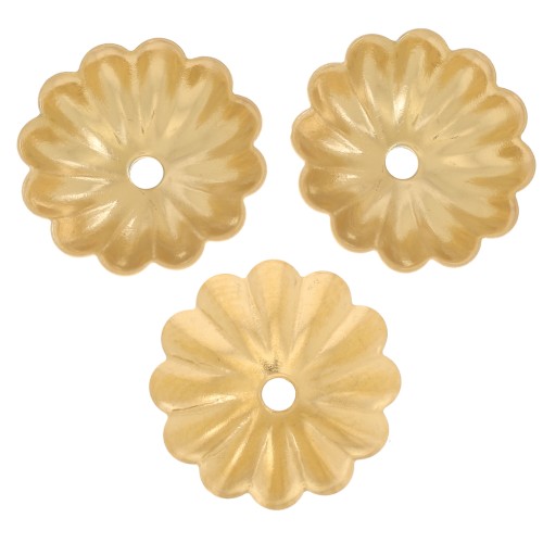 10mm 304L stainless steel Flower bead caps - Gold x6