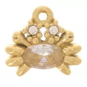 11x12mm Stainless steel 304L crab Charm zirconium oxide and rhinestones - Gold x1