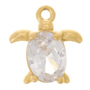12x11.5mm Stainless Steel 304L Turtle Charm Zirconium Oxide - Gold x1|raw }}