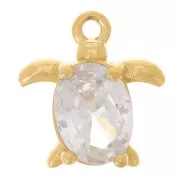 12x11.5mm Stainless Steel 304L Turtle Charm Zirconium Oxide - Gold x1