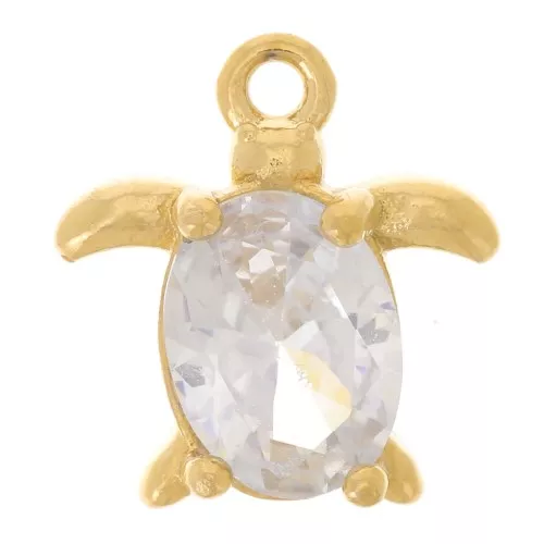 12x11.5mm Stainless Steel 304L Turtle Charm Zirconium Oxide - Gold x1