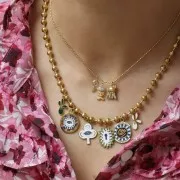 16x9mm Stainless steel 304L Fleur de Lys charm epoxy resin - Gold - Dark blue x1