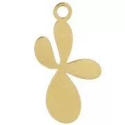 Fleur-de-lis Charm, 16x9 mm, Epoxy Resin - Gold-Plated 316L Stainless Steel - Dark Blue