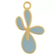 Blue - 16x9mm Stainless steel 304L Fleur de Lys charm epoxy resin - Gold - Sky blue x1 16x9mm Stainless steel 304L Fleur de Lys charm epoxy resin - Gold - Sky blue x1