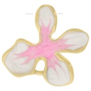 19x20mm 304L st. steel Flower pendant with epoxy resin - Gold - White - Pink x1