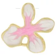 19x20mm 304L st. steel Flower pendant with epoxy resin - Gold - White - Pink x1
