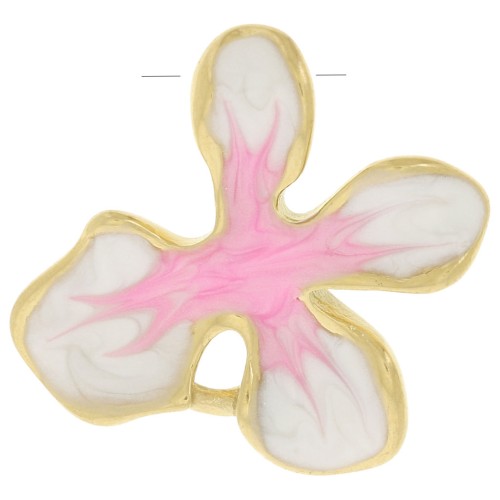 19x20mm 304L st. steel Flower pendant with epoxy resin - Gold - White - Pink x1