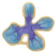 19x20mm 304L st. steel Flower pendant with epoxy resin - Gold - White - Blue x1|raw }}