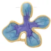Blue - 19x20mm 304L st. steel Flower pendant with epoxy resin - Gold - White - Blue x1 19x20mm 304L st. steel Flower pendant with epoxy resin - Gold - White - Blue x1