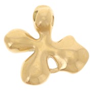 19x20mm 304L st. steel Flower pendant with epoxy resin - Gold - White - Blue x1