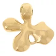 19x20mm 304L st. steel Flower pendant with epoxy resin - Gold - White - Blue x1