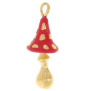 20x7mm 304L stainless steel Mushroom pendant with epoxy resin - Gold - Red x1|raw }}